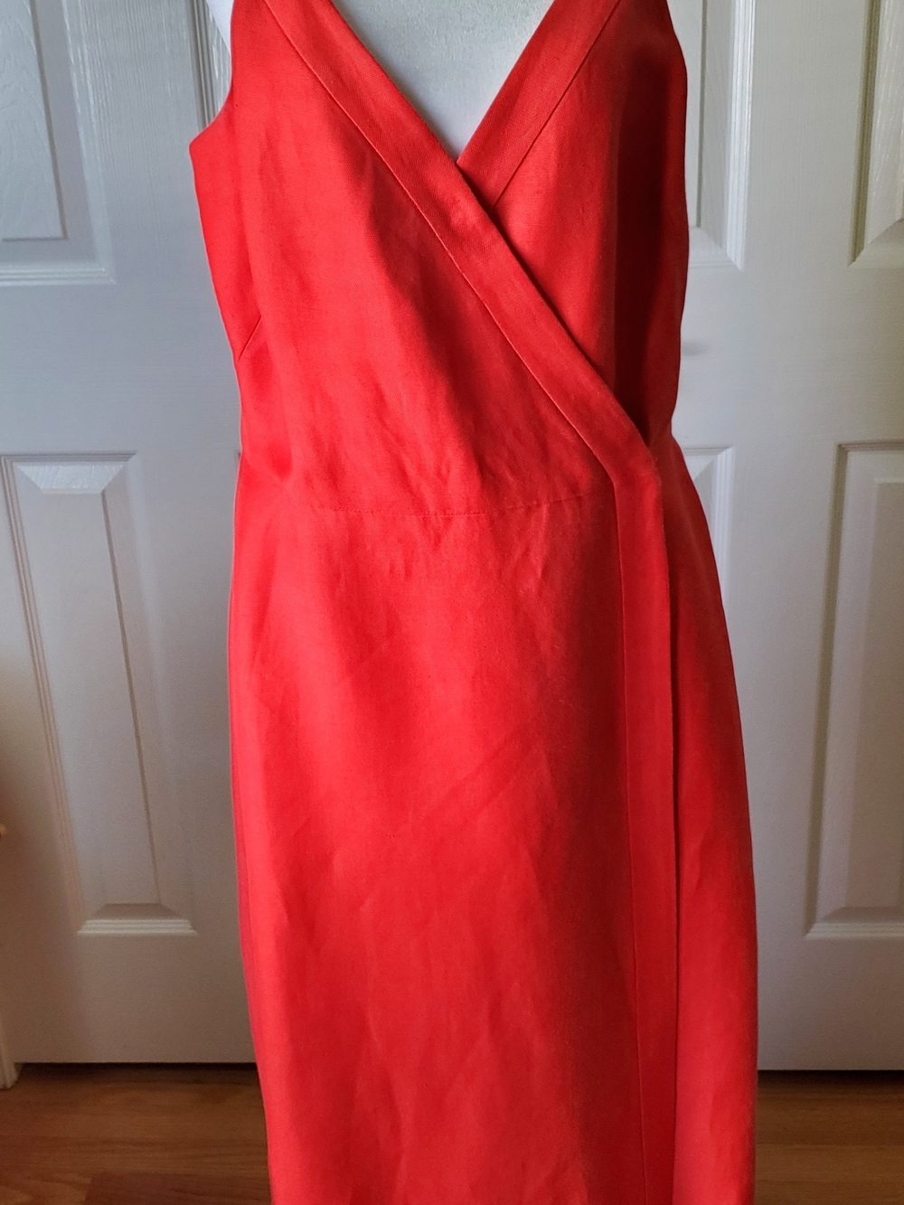 Lafayette 148 New York Vibrant Coral Wrap-Front Midi Dress